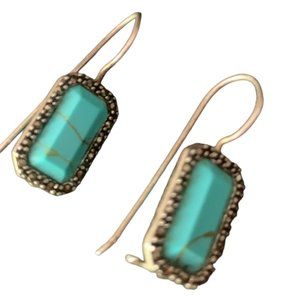 Turquoise Stud Rectangle Earrings